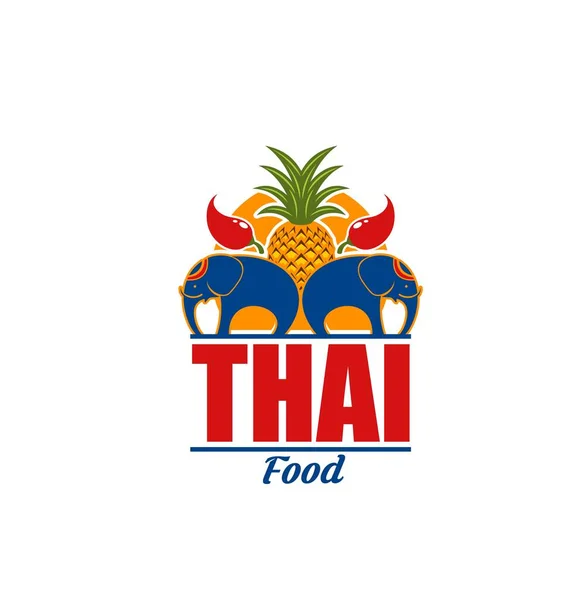 Tajska Kuchnia Żywności Ikona Wektora Słonia Azjatyckiego Pikantny Papryka Chili — Wektor stockowy