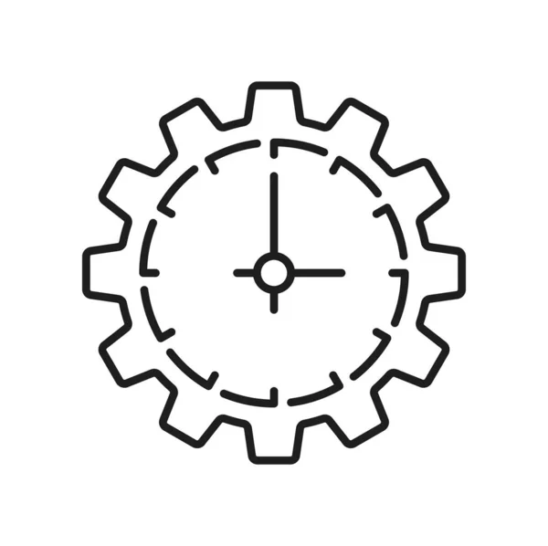 Time Management Clock Gear Technology Mechanism Isolated Outline Icon Vector — Stock Vector