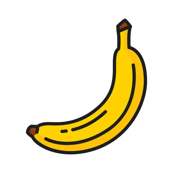 Спелый Банан Кожуре Изолированный Желтый Цвет Тонкой Линии Значок Векторное — стоковый вектор