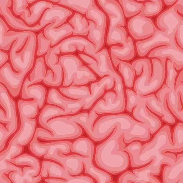 具有粉色组织结构的大脑无缝图案 万圣节僵尸大脑或带有粉色褶皱的人类大脑解剖学装饰的矢量背景 神经系统人脑器官卡通片背景 — 图库矢量图片