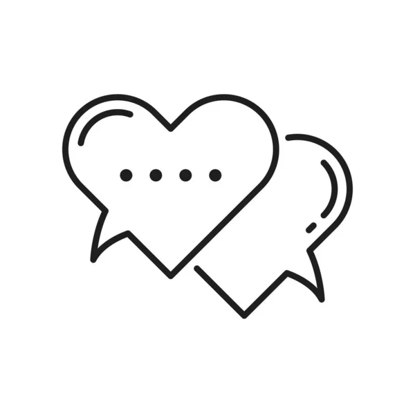 ハート形の対話バブル孤立愛と情熱のシンボル 細い線ロマンチックなメッセージボックス ベクトルバレンタインデーロマンチックなスピーチバブルアイコン — ストックベクタ