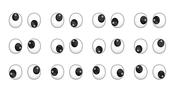 Plastové Rozkolísaně Animované Loutkové Oči Vektorové Kreslené Postavičky Oční Bulvy — Stockový vektor