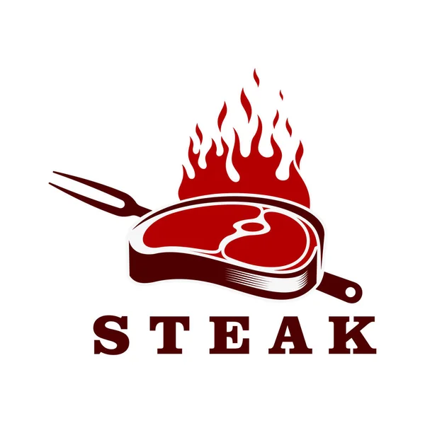 Steak Grill Icon Barbecue Emblem Meat Farm Steakhouse Butcher Store — Stock Vector