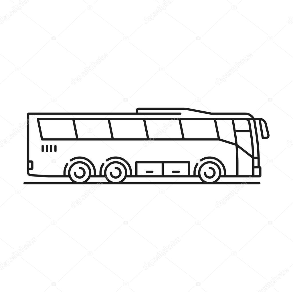 Passenger tour or school bus emblem, sprinter transport sign. Vector tour bus logo, public city transport stop sign. Tourists transportation vehicle