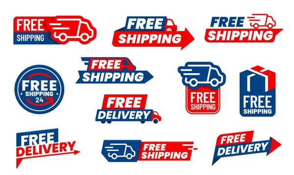 Free Delivery Icons Truck Arrow Shipping Courier Service Vector Hours — Stock Vector