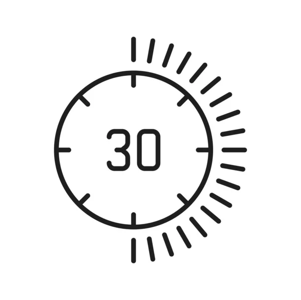 速度跟踪器在30分钟 截止期图标 矢量半个小时或分钟 运动秒表计时器 细线倒计时标志训练计时器 — 图库矢量图片