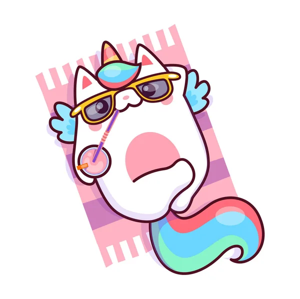 Desenhos Animados Personagem Caticorn Bonito Vector Kawaii Gato