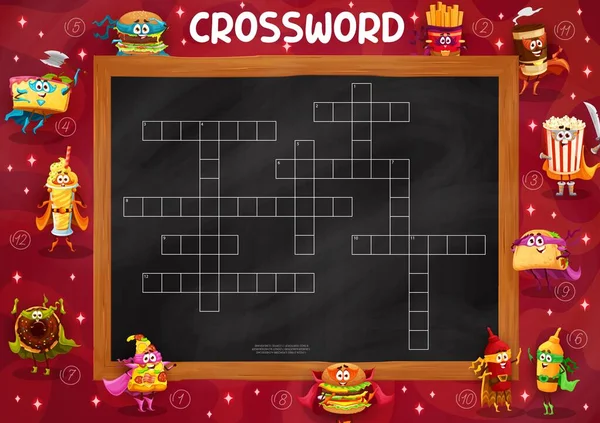 Crossword Quiz Game Grid Personagens Fast Food Teste Busca Palavras — Vetor de Stock