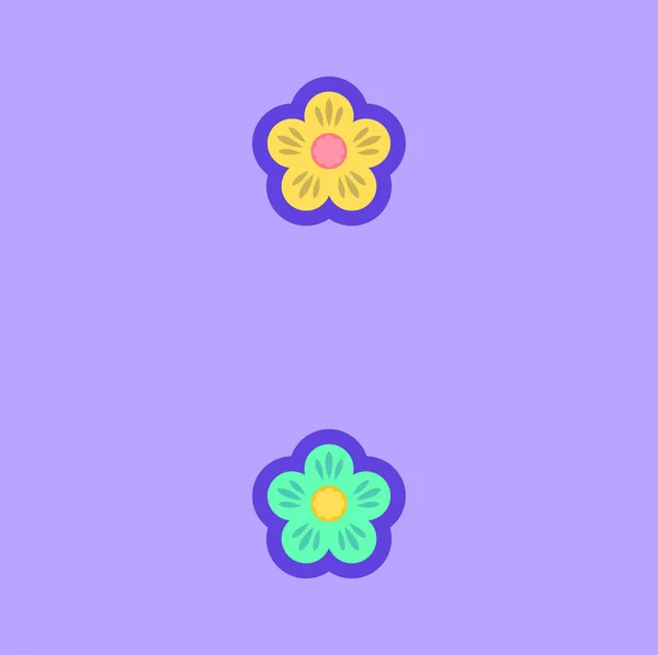 Kolon Skiljetecken Blommor Enhörning Typsnitt Element Isolerade Två Tecknade Blommande — Stock vektor