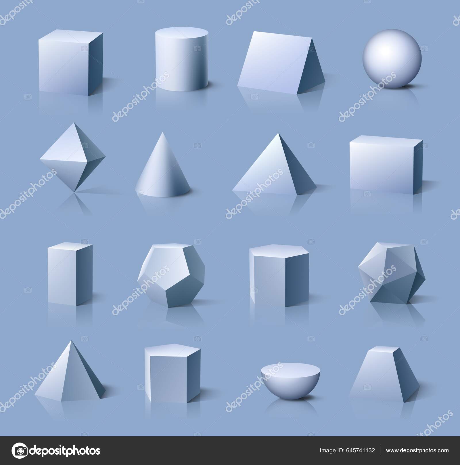 Geometric Shapes Vector Cube Cylinder Sphere Octahedron Cone ...