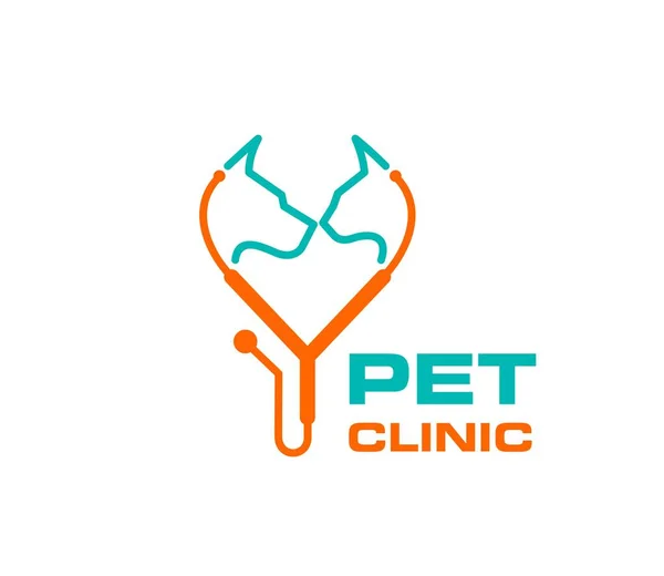 Clínica Mascotas Icono Cabezas Perro Gato Con Estetoscopio Veterinario Medicina — Archivo Imágenes Vectoriales
