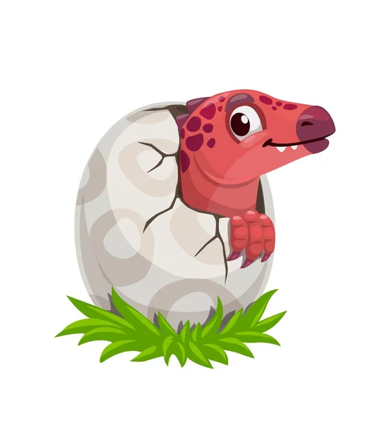 Huevo Dinosaurio Dibujos Animados Personaje Dino Alegre Animal Paleontología Lagarto — Archivo Imágenes Vectoriales