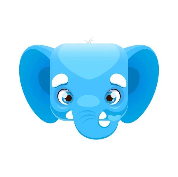 Desenhos Animados Elefante Kawaii Quadrado Cara Animal Cabeça Vetor Isolada —  Vetores de Stock