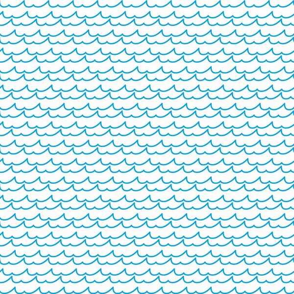 青い海と波のシームレスなパターン 水の流れやストリーム巻き波包装紙の背景や夏の壁紙 ファブリックまたはテキスタイルベクトルプリント 青い波のパターンを持つ壁紙 — ストックベクタ