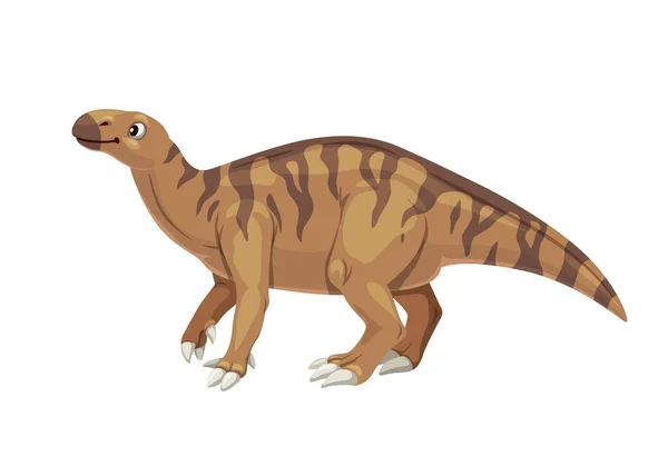 Cartoon Iguanodon Personaggio Dinosauro Paleontologia Rettile Animale Estinto Preistorico Lucertola — Vettoriale Stock