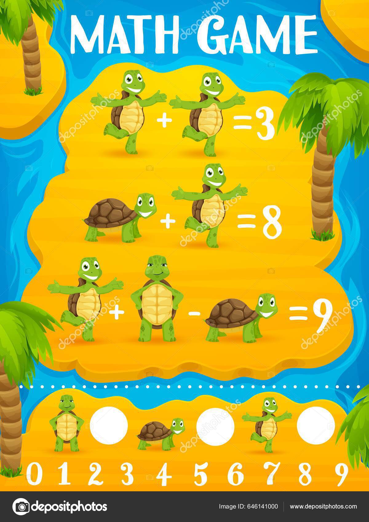 Jogo de matemática com imagens para crianças, jogo de educação de nível  fácil para crianças pré-escolares.