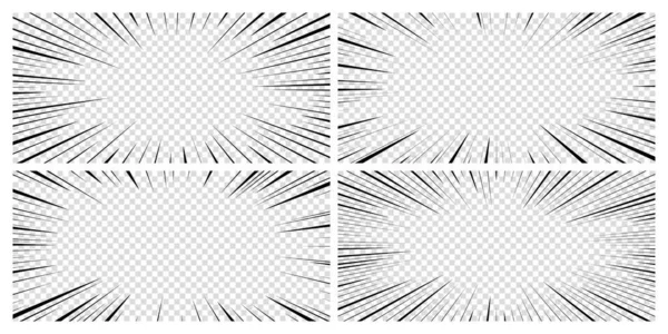 Manga Transparent Background Comic Explosion Speed Radial Lines Cartoon Vector — Stock Vector
