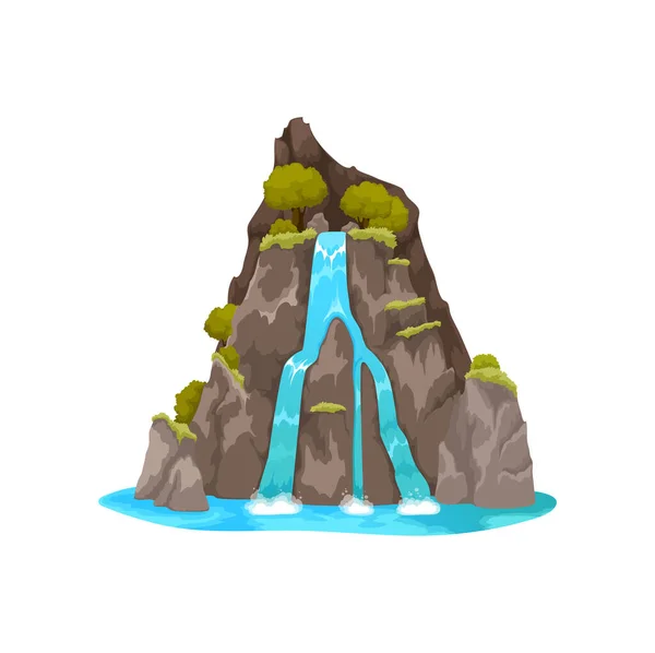 Карикатурный Водопад Водный Каскад Природный Ландшафт Падающей Воды Гор Изолированный — стоковый вектор
