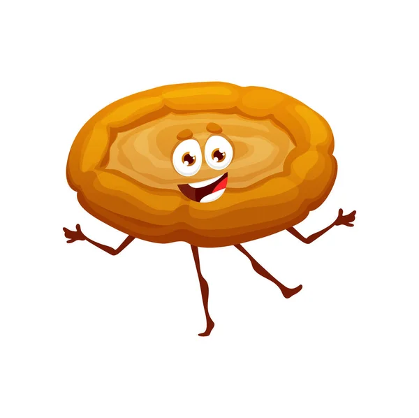Cartoon Tandoor Flatbread Character Bakery Bread Pastry Vector Food Face — Stock Vector