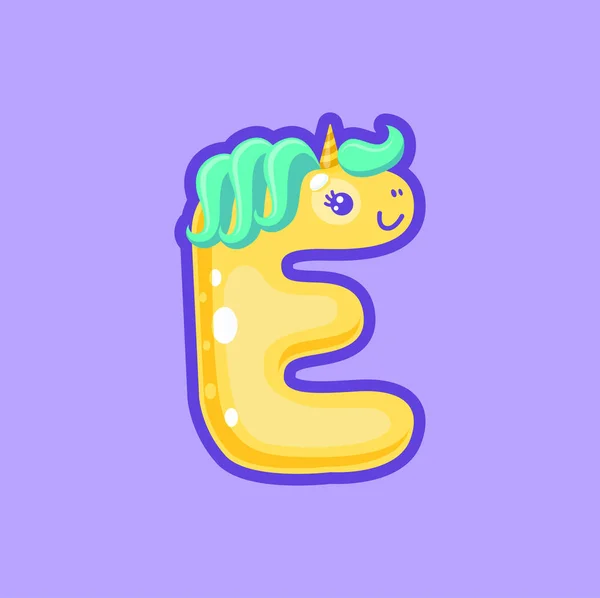 Letter Unicorn Font Girls Typeface Funny Unicorn Animal Magic Alphabet — Stock Vector