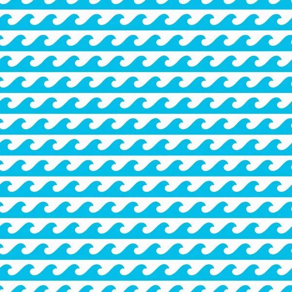 Blå Havsvågor Sömlösa Mönster Hav Flodvågor Vektor Marin Bakgrund Havsvåg — Stock vektor