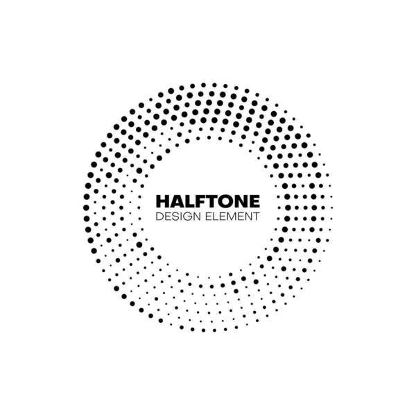 Halftone Cirkel Frame Rand Met Patroon Van Zwarte Stippen Rond — Stockvector