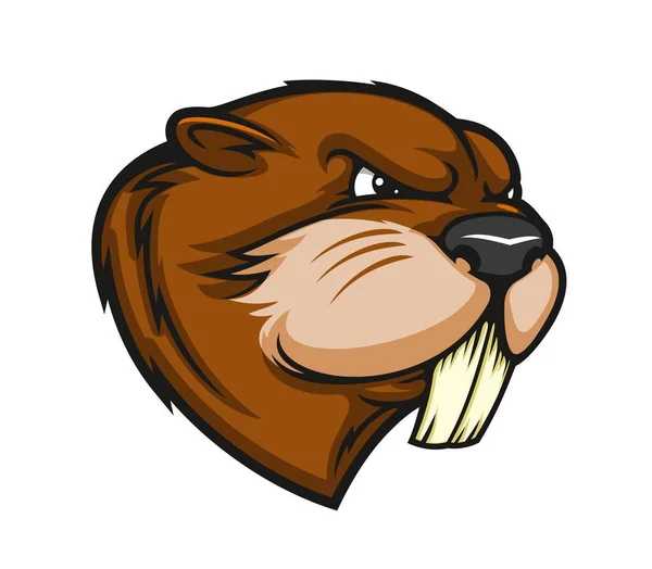 Cartoon Beaver Mascot Animal Character Head Sport College School Team — Stock Vector