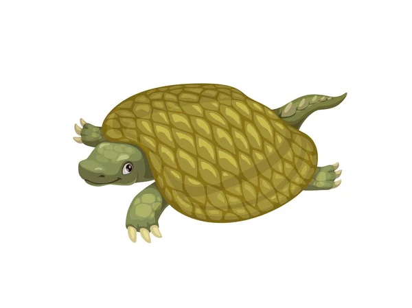 Personaje Dinosaurio Dibujos Animados Henodus Tortuga Prehistórica Vectorial Aislada Reptil — Vector de stock