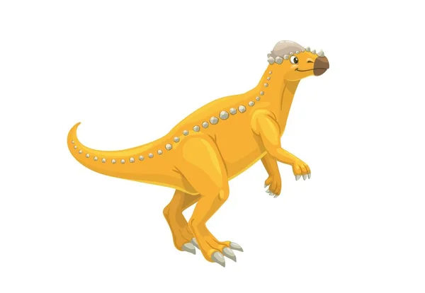 Cartoon Pachycephalosaurus Dinosaurus Charakter Izolovaný Vektorový Býložravý Ornitischianský Pták Tlustou — Stockový vektor