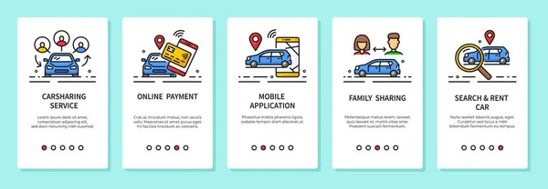 Araç Paylaşımı Mobil Telefon Uygulaması Taksi Online Araba Kirası Vektör — Stok Vektör