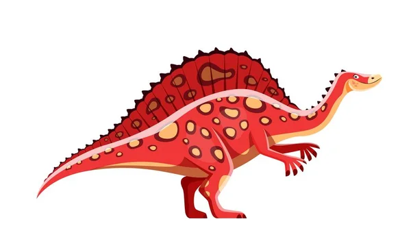 卡通Ouranosaurus恐龙角色 白垩纪怪物或恐龙 灭绝的生物或红色蜥蜴的漫画家 古生物学中的食草动物或背风动物 — 图库矢量图片
