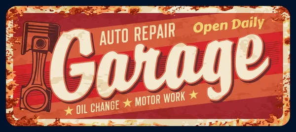Servicio Reparación Coches Vintage Placa Oxidada Tienda Repuestos Automóviles Reparación — Archivo Imágenes Vectoriales
