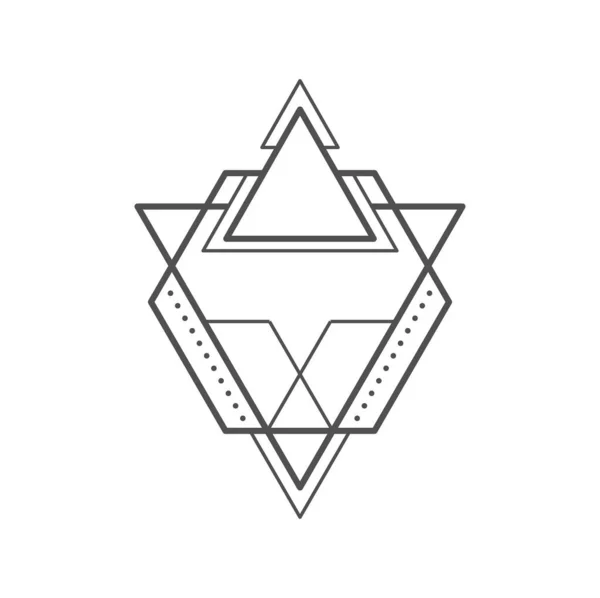Geometric Boho Tattoo Occult Alchemy Line Symbol Sacred Geometry Outline — Stock Vector