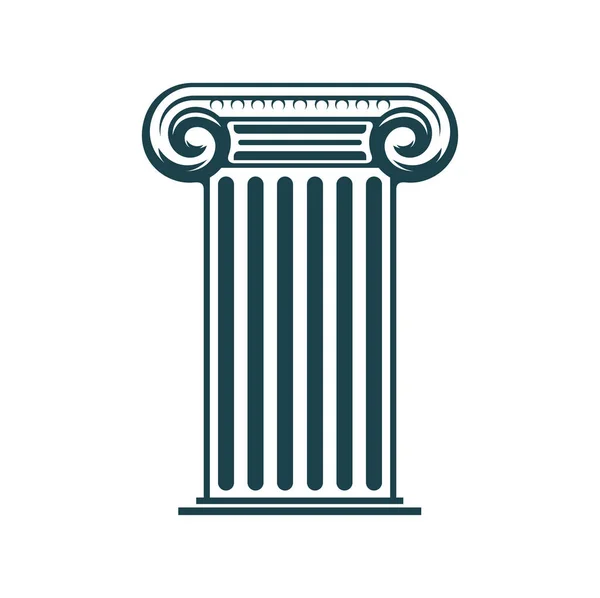 古老的柱子或柱子图标 律师事务所的标志建筑局 艺术或历史博物馆 法院或商业公司带有背柱 古董基座或希腊柱的徽章 — 图库矢量图片