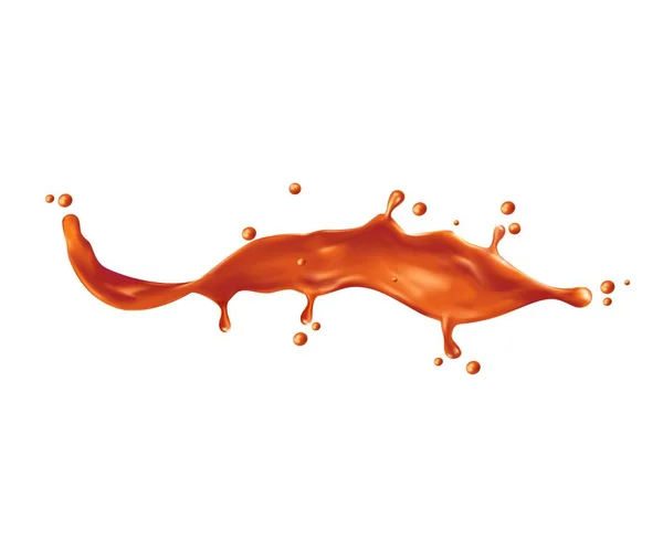 Flux Ondes Sauce Caramel Éclaboussures Gouttes Caramel Crème Chocolat Vecteur — Image vectorielle