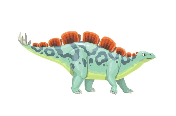 卡通Wuerhosaurus恐龙的性格 分离的病媒史前恐龙侏罗纪食草动物古代灭绝的野生动物 古生物学的食草生物 尾巴尖 背上有顶冠 — 图库矢量图片