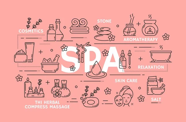 Spa Face Beauty Skin Health Care Massage Woman Beauty Salon — Stock Vector