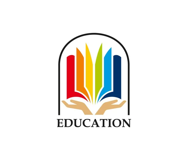 Eğitim Bilgisi Ikonu Okul Eğitimi Ansiklopedi Sözlük Üniversite Öğrenme Grafik — Stok Vektör