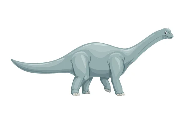漫画のハプロカンソサウルスの恐竜のキャラクター 分離ベクトル古代草食動物 長い首と尾を持つ中間竜脚類の絶滅種 古生物学 先史時代の科学 — ストックベクタ
