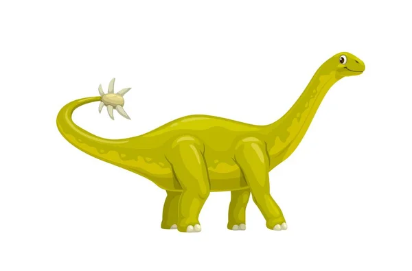 Cartoon Shunosaurus Dinosaur Character Isolated Vector Sauropodomorpha Dino Spikes Tail — Stock Vector