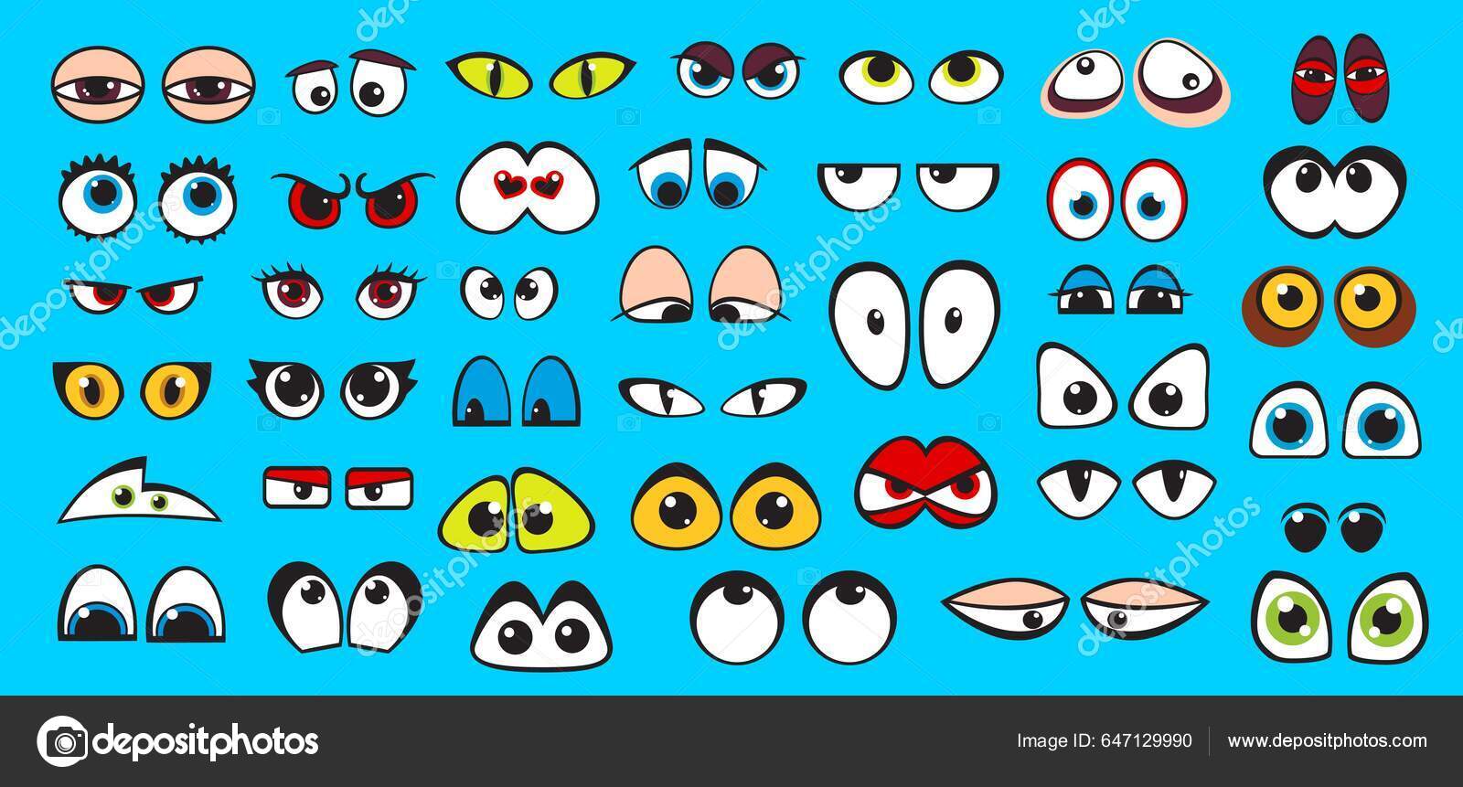 Expressão de personagem de desenho animado de rosto de olho
