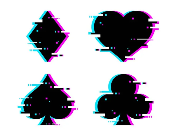 Костюми Покеру Казино Векторна Гра Азартні Ігри Чорне Серце Лопатка — стоковий вектор