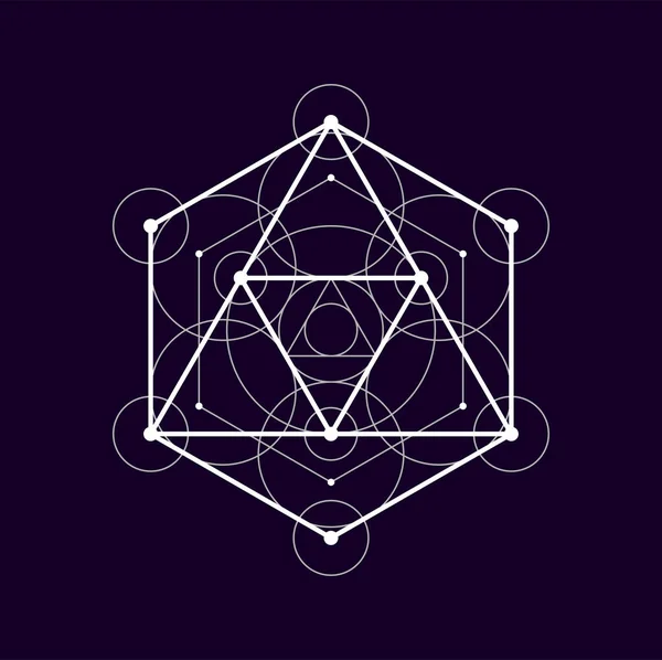 接続された線と円 神秘的な要素の神秘的な部族の幾何学的な形状 ベクトル錬金術神聖なボヘミアン密教の対称的な記号 — ストックベクタ