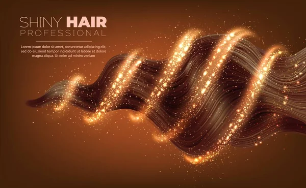 Жіноче Волосся Захищає Шампунь Хвиля Коричневого Волосся Чарівне Сяйво Блиску — стоковий вектор