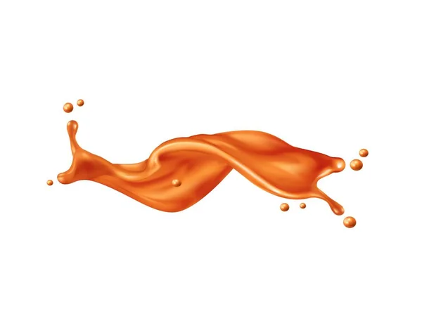 Flux Onde Sauce Caramel Éclaboussure Crème Sucrée Sirop Caramel Vecteur — Image vectorielle