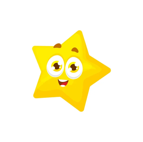 Tecknad Stjärna Karaktär Med Glada Uttryck Gul Stjärna Formad Kropp — Stock vektor