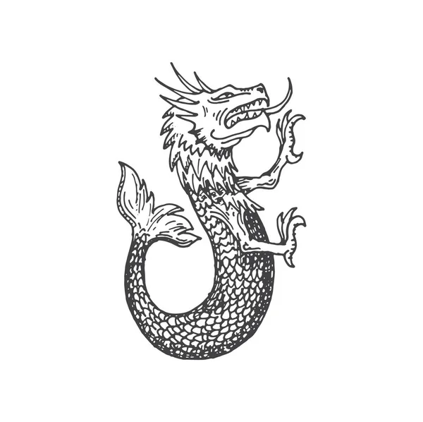 Medieval Heraldic Animal Monster Sketch Mythology Beast Magic Creature Legend — Stock Vector