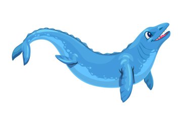Karikatür bazilosaurus dinozor karakteri. İzole vektör yırtıcı deniz yaban hayatı. Eocene 'in sonlarından kalma tarih öncesi arkeosete balinası. Su hayvanı, yüzgeçli sürüngen. Su canavarı okyanusta yaşadı.