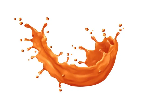 Sauce Caramel Onde Tourbillon Éclaboussure Gouttes Vecteur Nourriture Sucrée Desserts — Image vectorielle