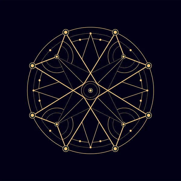 アステカのマゾニックシンボル ボヘミアン型部族錬金術形 ベクトル神聖な幾何学密教の五角形 神話と瞑想のサイン — ストックベクタ